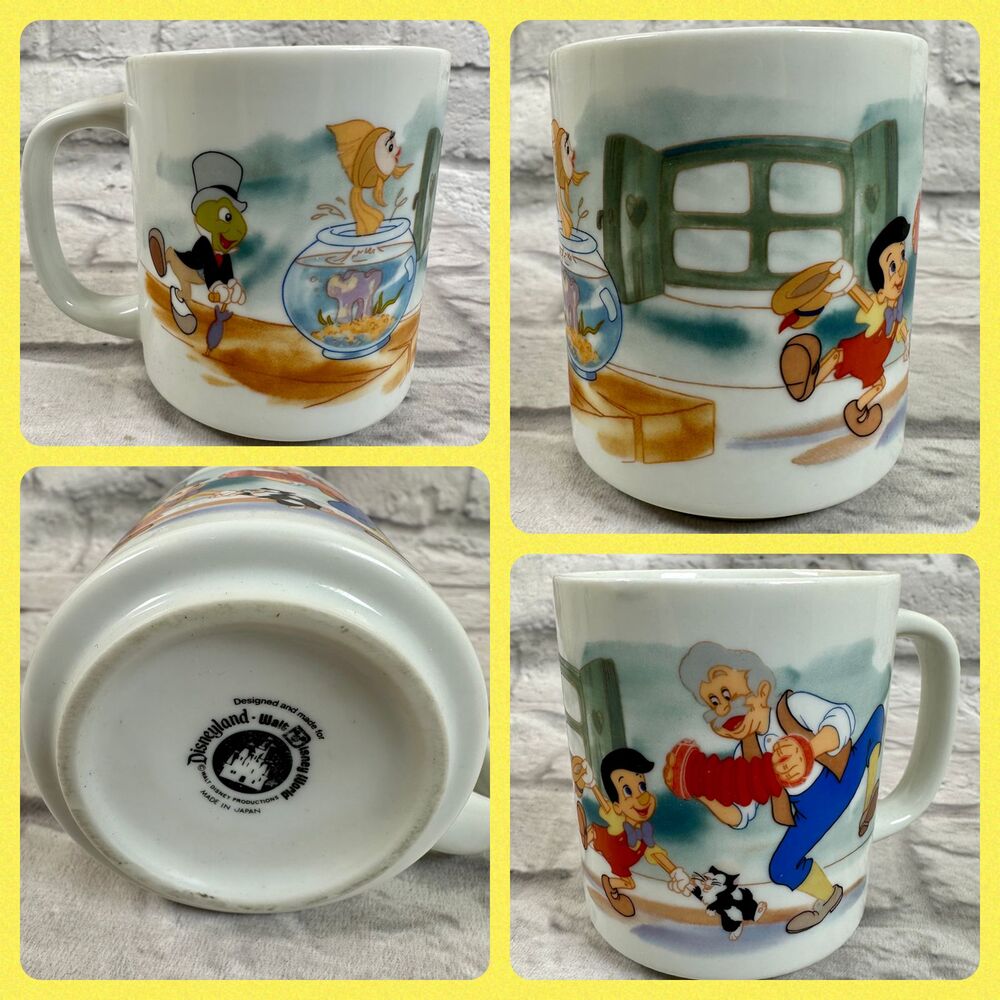 Disneyland Walt Disney World Pinocchio Mug Figaro Jiminy Cricket Geppetto Cleo